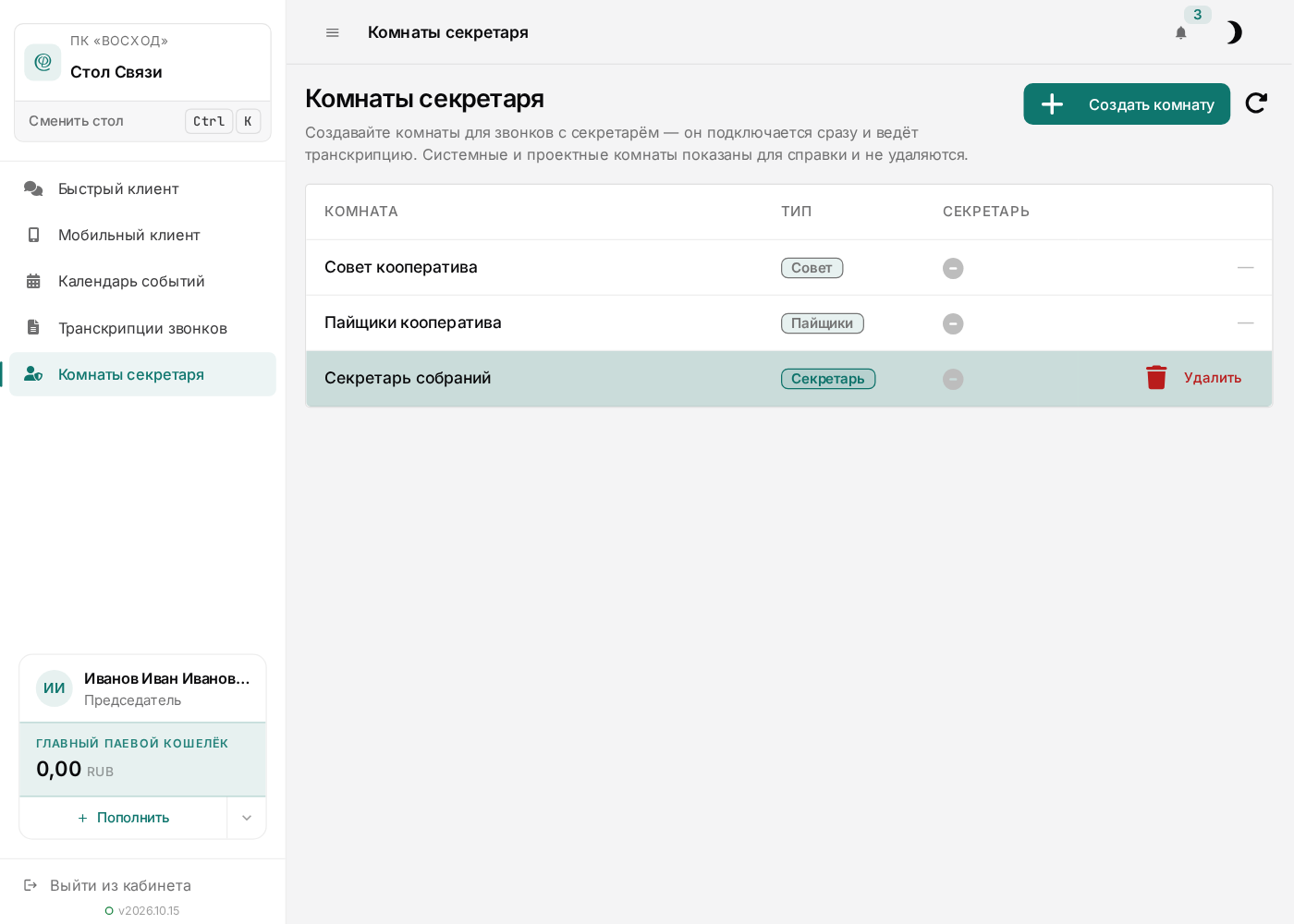 Комнаты секретаря